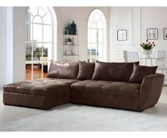 Ecksofa mit Schlaffunktion Vintage-Look ROMANE - Braun - Ecke Links