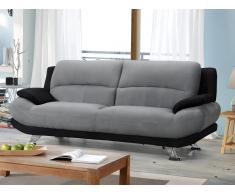 Sofa 3-Sitzer - Microfaser - Grau & Schwarz - MUSKO