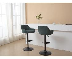 Barhocker 2er-Set höhenverstellbar - Cord & schwarzes Metall - Grün - LILIYA