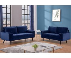 Sofa 2-Sitzer - Samt - Dunkelblau - FLEUET