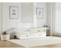 Bett mit Schublade - 90 x 190 cm - Kiefer & MDF - Weiß - PROVIATI