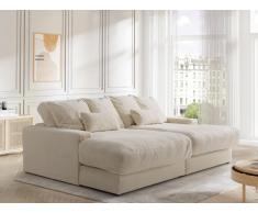 Sofa 3-Sitzer - tiefe Komfortsitzfläche - Pelz-Optik - Beige - CALAZO von Pascal Morabito