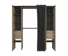 Kleiderschrank Kleiderschranksystem MARTIN - B. 115/190cm - Eichenholzfarben/Anthrazit