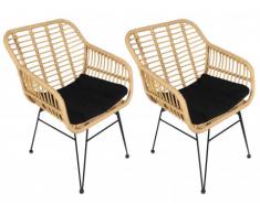Gartenstuhl mit Armlehnen 2er-Set Polyrattan NOSARA