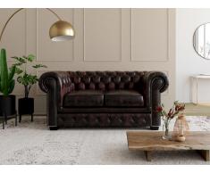 Chesterfield Ledersofa 2-Sitzer Brenton - Vintage Leder - Braun
