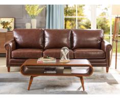 Ledersofa 3-Sitzer Vintage Look CASSANDRA - Braun