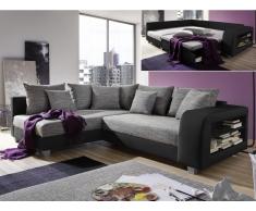 Ecksofa Schlafsofa Stoff KUOPIO - Grau&Schwarz - Ecke Links