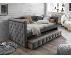 Ausziehbett Stoffsofa LOUISE + Lattenrost - 2x90x190cm - Grau