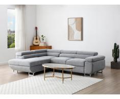 Ecksofa mit Schlaffunktion - Ecke links - Strukturstoff - Grau - NURAZIO