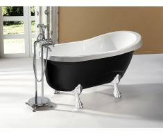 Freistehende Badewanne EGEE II - 171 L - Schwarz mit weißen Füßen