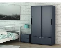 Kleiderschrank LUCILE - 2 Türen, 2 Schubladen - Grau