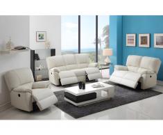 Relaxsofa Ledergarnitur elektrisch Marcis 3+2+1 - Elfenbein