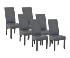 Stuhl 6er-Set - Kunstleder - Grau - ROVIGO