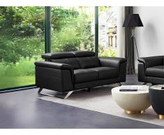 Sofa 2-Sitzer - Rindsleder - Schwarz - BREYT II