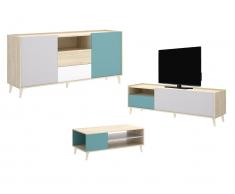 Sparset: Couchtisch + TV-Möbel + Sideboard - Mehrfarbig - BICA