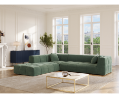 Großes Ecksofa - Ecke links - Feincord - Grün - NAEMIA von Maison Céphy