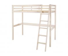 Hochbett Massivholz mit Schreibtisch GEDEON + Lattenrost - 90x190cm