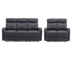 Couchgarnitur Relax 3+2 - Stoff - Grau - EVELYN