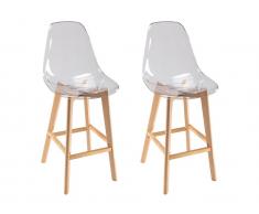 Barhocker 2er-Set AUDRA - Polycarbonat & Buche - Transparent