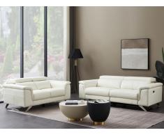 Relaxsofa 3-Sitzer elektrisch - Rindsleder - Weiß - BREYT II