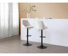 Barhocker höhenverstellbar - Cord & schwarzes Metall - Cremefarben - MASURIE