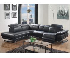 Relaxsofa Leder Ecksofa PUNO - Schwarz - Ecke Links