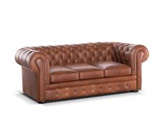 Chesterfield Schlafsofa 3-Sitzer LONDON - Vintage Leder