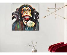 Ölgemälde handgemalt MONKEY - 100 x 100 cm - Mehrfarbig