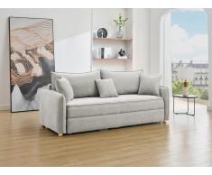 Sofa mit Schlaffunktion 3-Sitzer - Sitzfläche mit Memory Schaum - Stoff - Grau - TORNOLO
