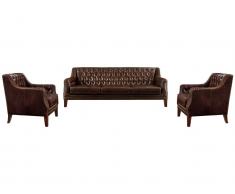 Couchgarnitur Leder 3+1+1 - Braun - COLBERT