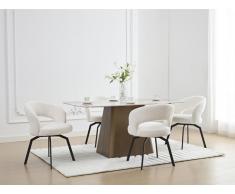 Drehstuhl 6er-Set - Strukturstoff & schwarzes Metall - Cremefarben - MILEANE