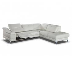 Relaxsofa elektrisch Leder Ecksofa SARDAIGNE II - Cremefarben - Ecke Rechts