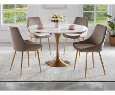 Set Tisch NORAH + 4 Stühle MASURIE - Weiß & Taupe