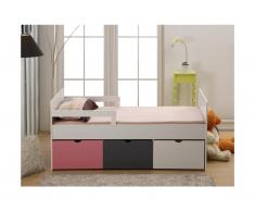 Kinderbett mit Schubladen PILOU + Lattenrost - 90x190cm - Rosa