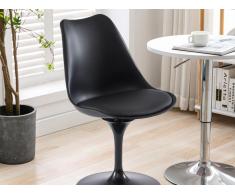 Stuhl 6er-Set - Polypropylen, Kunstleder & Metall - Schwarz - XAFY