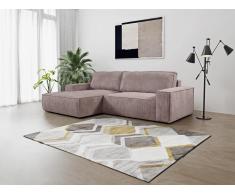 Ecksofa mit Schlaffunktion - Ecke Links - Cord - Hellviolett - AMELIA