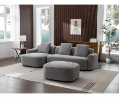 Ecksofa & Hocker - Ecke links - Strukturstoff - Grau - POMIANGO