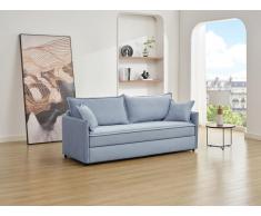 Sofa mit Schlaffunktion 3-Sitzer - Sitzfläche mit Memory Schaum - Stoff - Blau - SERABA