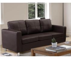 Sofa 3-Sitzer - Kunstleder - Braun - ACKLEY