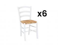 Stuhl 6er-Set Massivholz PAYSANNE - Weiß