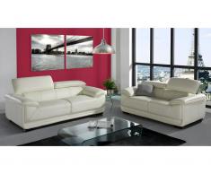 Couchgarnitur Leder 3+2 - Elfenbein - MACELO