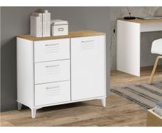 Sideboard SEATTLE - 1 Tür & 3 Schubladen - Weiß