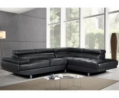 Ledersofa Ecksofa DUNCAN - Schwarz - Ecke Rechts