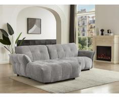 Ecksofa - Ecke Links - melierter Stoff - Grau - NAPIZO