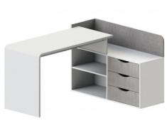 Eckschreibtisch DECLAN - 3 Schubladen - Weiß/Beton-Optik