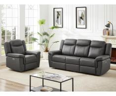 Couchgarnitur Leder mit elektrischer Relaxfunktion 3+1 - Taupe - KENNETH