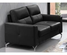 2-Sitzer Ledersofa EDORI- Schwarz