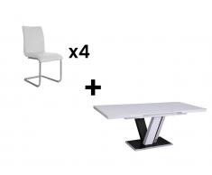 Essgruppe: Esstisch + 4 Stühle - Schwarz & Weiß - WESTON