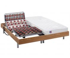 Matratzen elektrischer Lattenrost 2er-Set mit Okin-Motor Homere III - Eichenholz - 2x90x200 cm