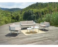 Garten-Sitzgruppe: Sofa 2-Sitzer, 2 Sessel & 2 Tische - Aluminium - Weiß - KUTO von MYLIA